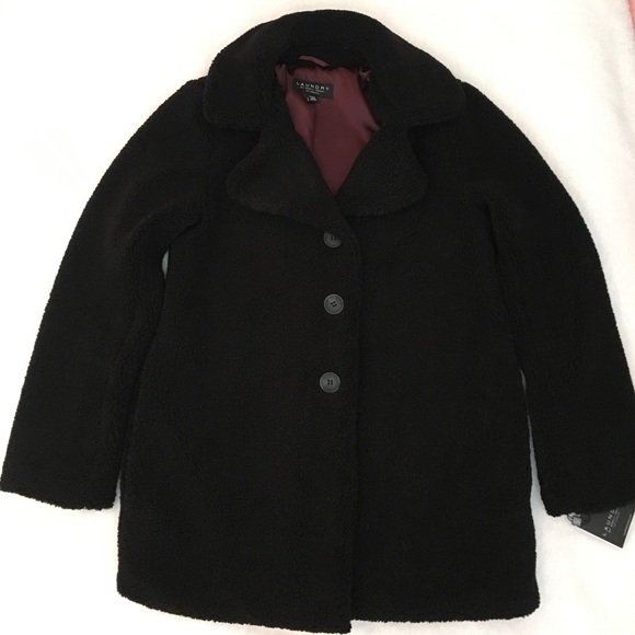 Laundry by Shelli Segal Black Faux Fur Teddy Coat - Picture 3 of 6